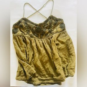 Free People Blackbird Tie Back Tank Top in Green